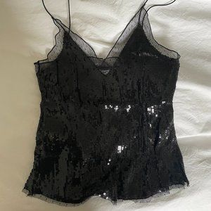 Free People Black Sequined Tank - XS
